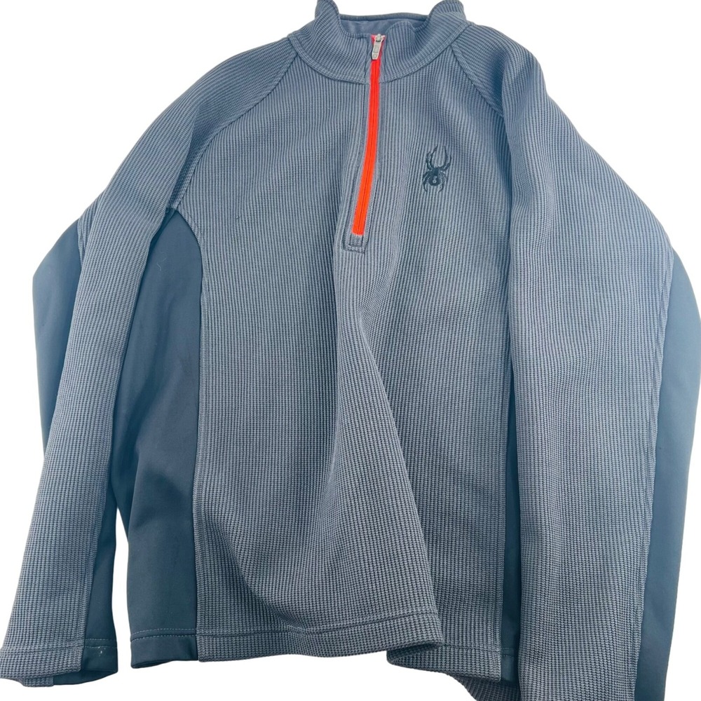 Spyder Core Sweater Men's size Large Gray Black‎ 1/4 Zip Colorblock